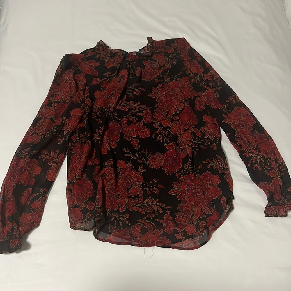 Anne Klein floral print ruffled blouse - size small
